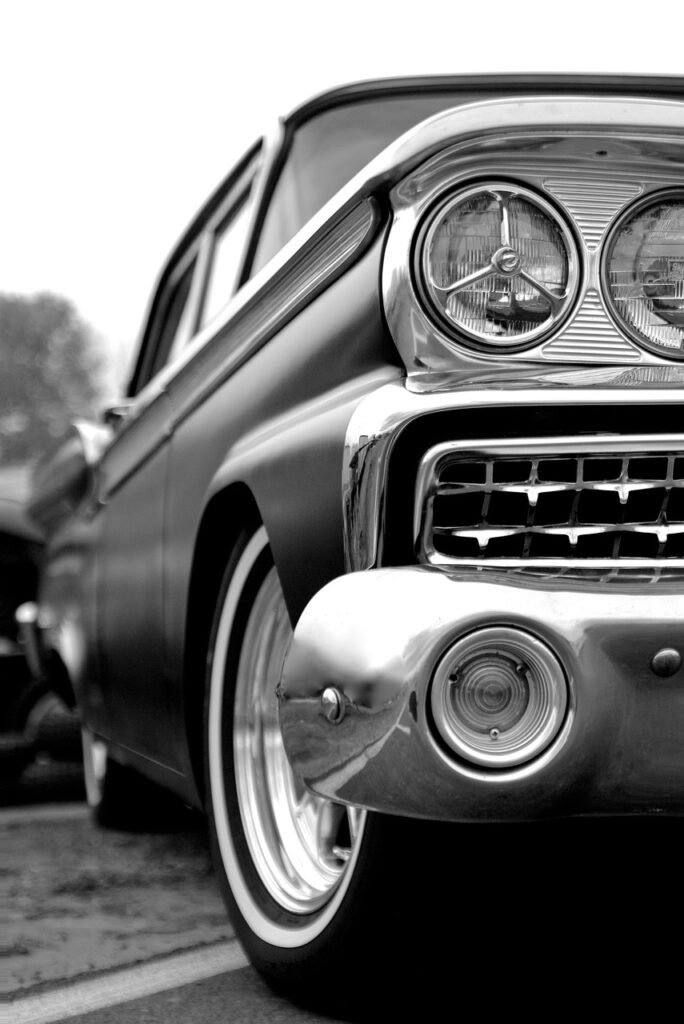 car, vintage, ford, vintage car, fairlane, car wallpapers, classic, antique, 60's, auto, automobile, vehicle, headlights, black and white, monochrome, hot august nights, reno, havana, cuba